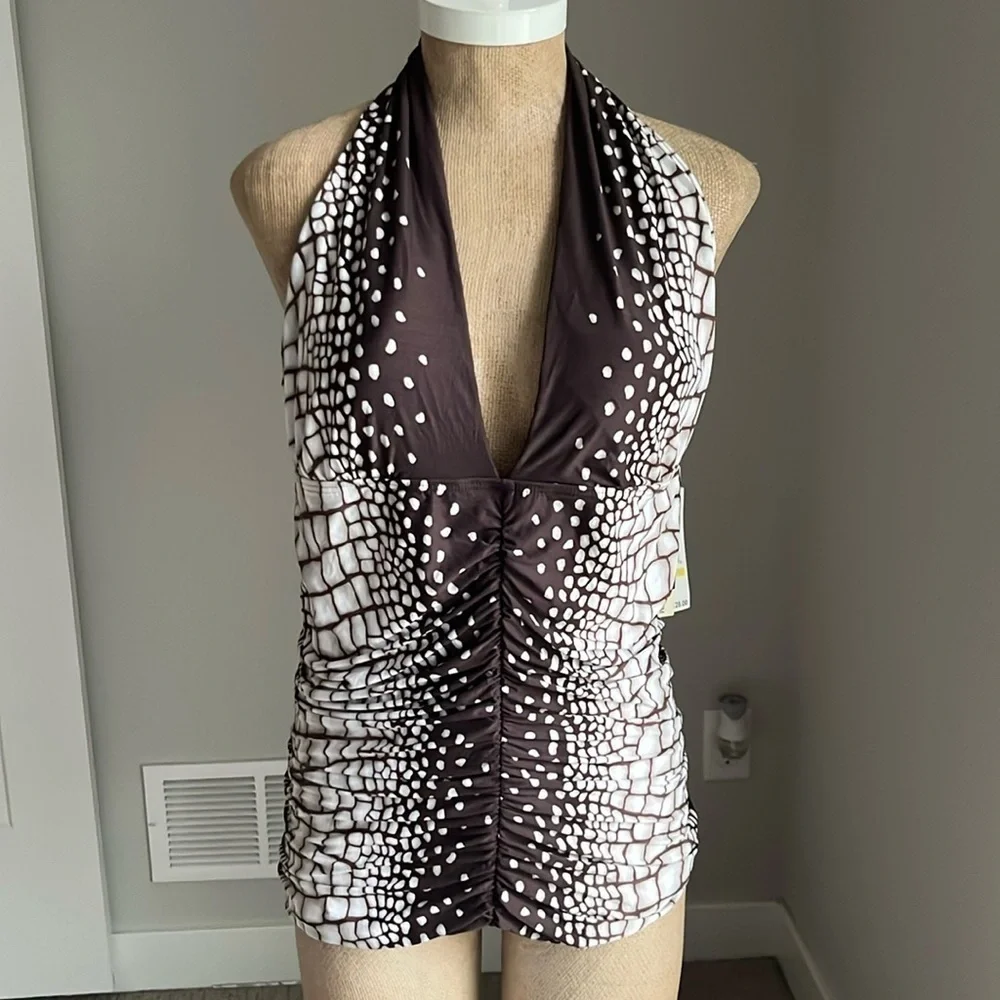 Carmen Marc Valvo Halter Tankini Swim top Medium NEW